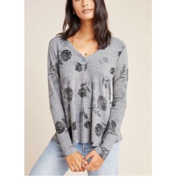 🔆NWT Anthropologie T.la Waffle Long Sleeve Tee - Picture 2 of 4